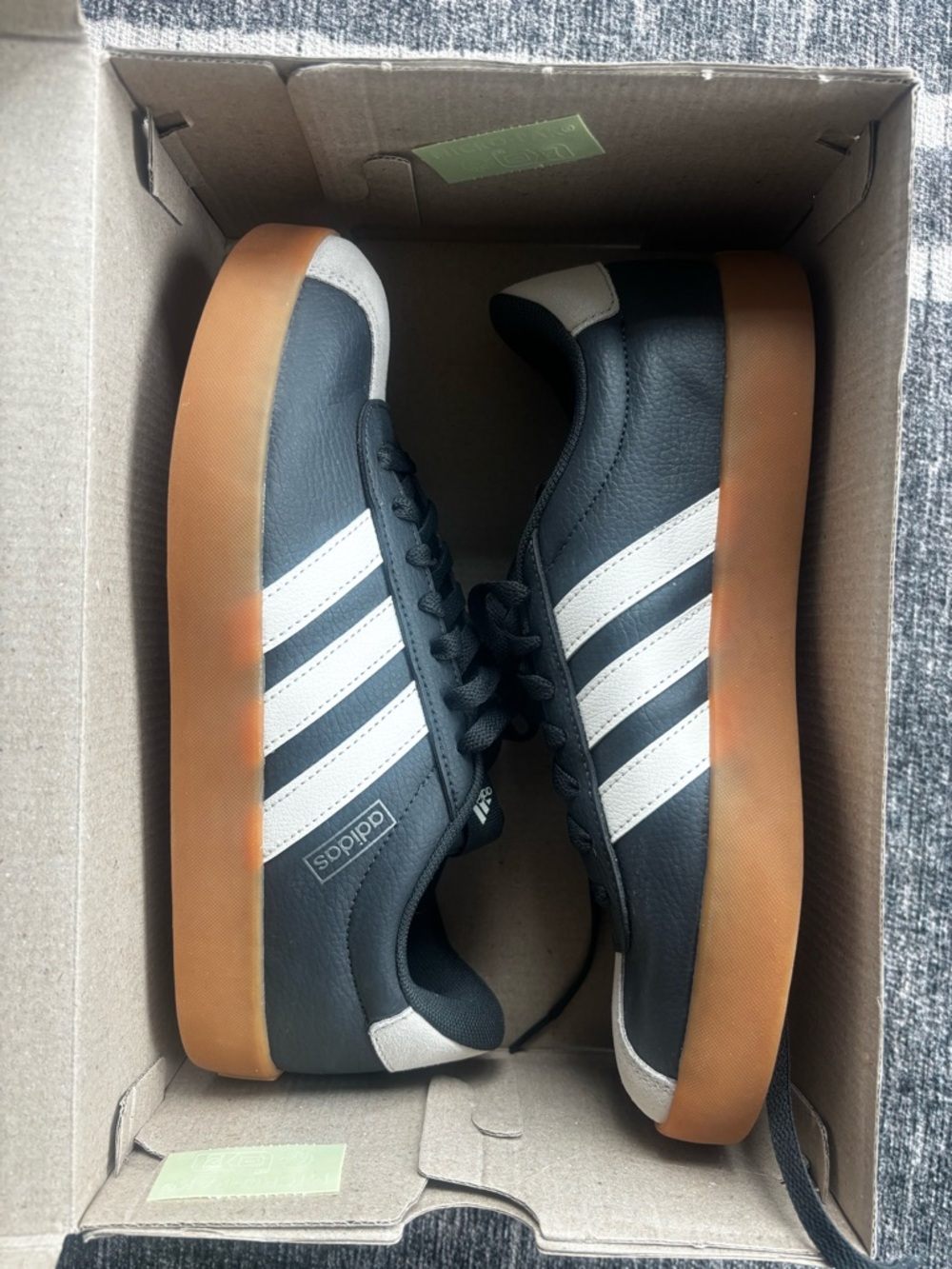 Women’s Adidas VL Court 3.0 Box Label — Black with Brown Accent Size 8.5